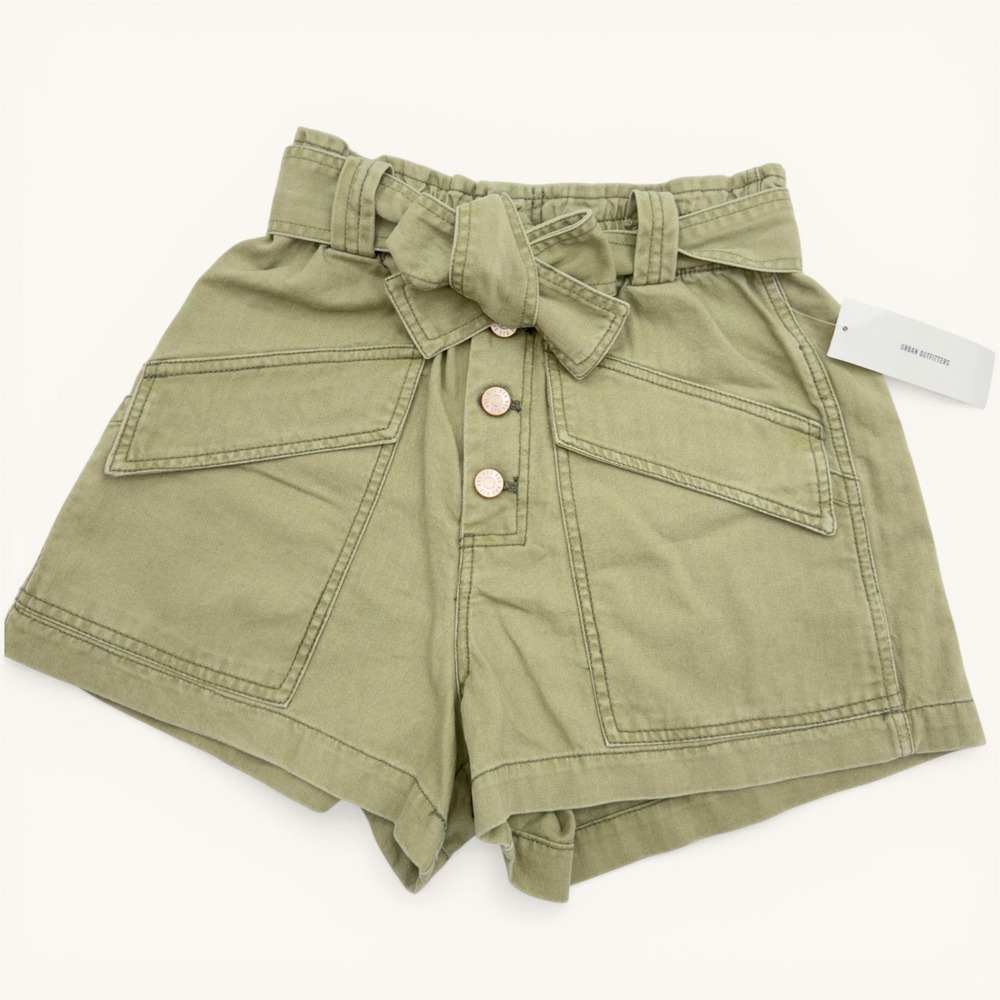 BDG Urban Outfitters Olive Paperbag‎ Waist Shorts Belted Utility XS Gorpcore NWT